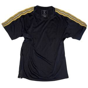 Henry & William Black with Gold Metallic Tape Short Sleeve T-Shirt Small
